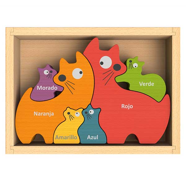 Cat Family Bilingual (English-Spanish) Color Puzzle