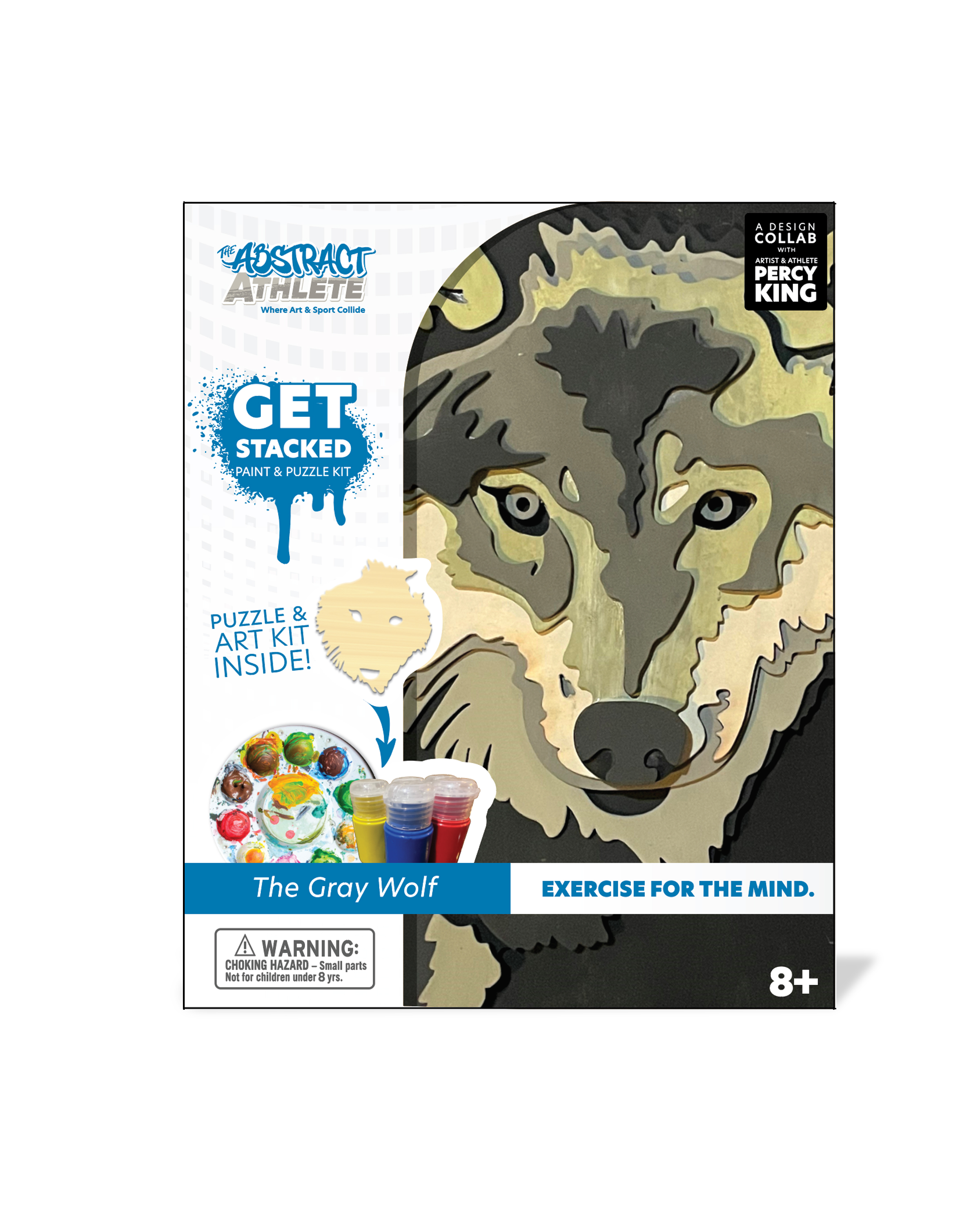 Get Stacked Paint and Puzzle Kit - Gray Wolf