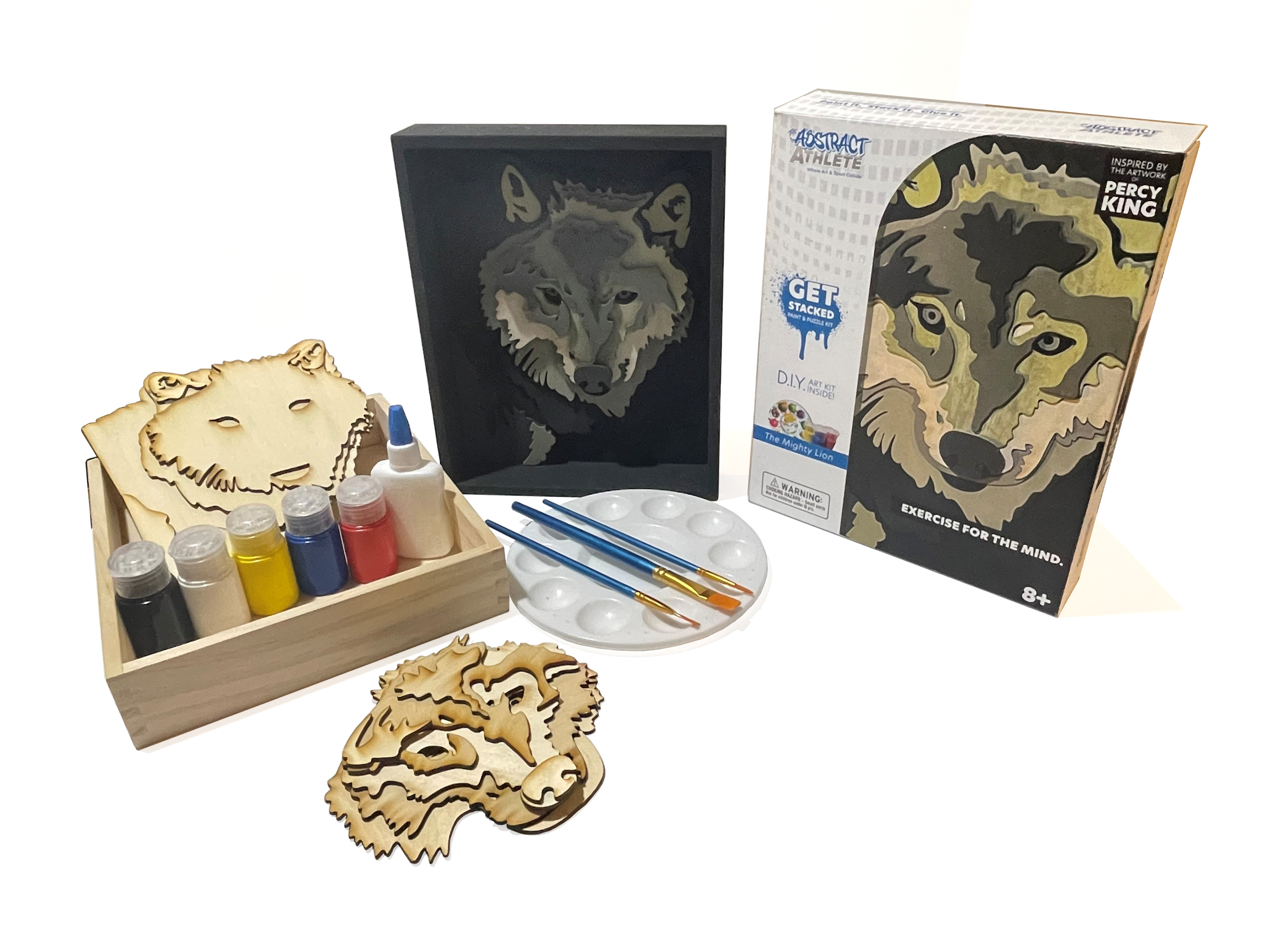 Get Stacked Paint and Puzzle Kit - Gray Wolf 2
