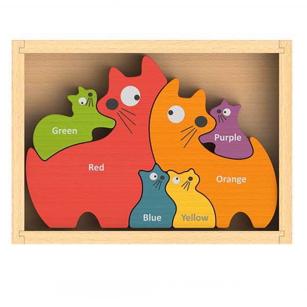 Cat Family Bilingual (English-Spanish) Color Puzzle 1